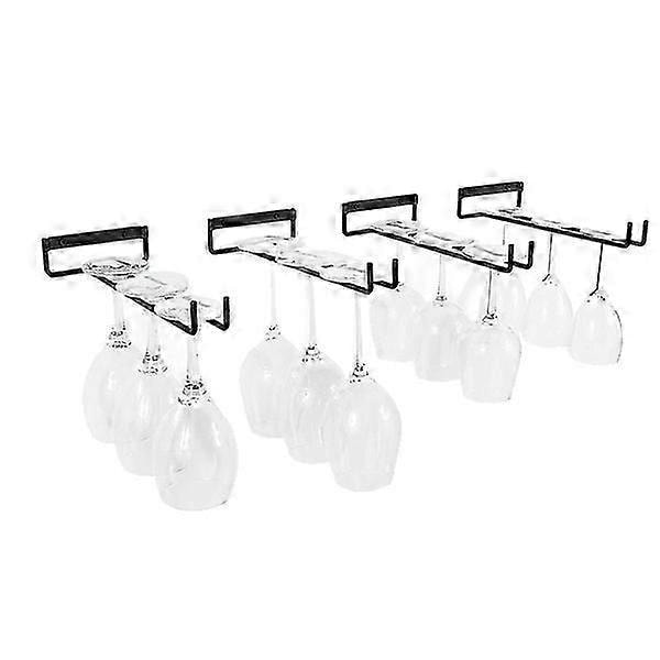 5 stk. Stilkglas Vin Glas Opbevaringsstativ, Vægmonterbart Køkken Opbevaringsstativ, Sort, 11 tommer / 30 cm