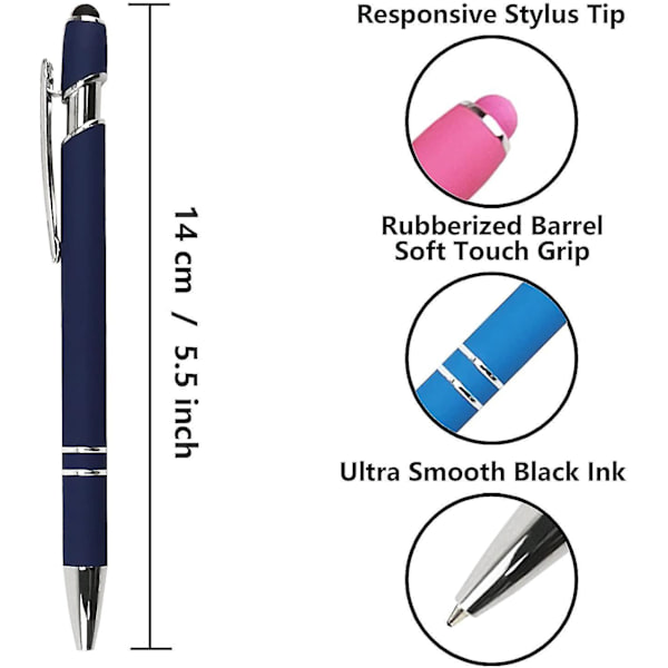 Kapacitiv Touchscreen-stylus kuglepen sæt - 12 pak