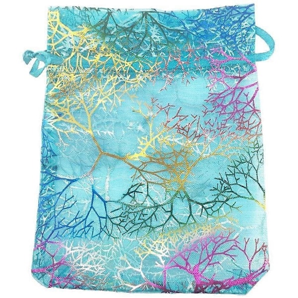100 SumDirec Koralli Organza Pussia 9 x 12cm, Häälahjapussi, Joulukorupussi, vauvakutsuille (Sininen)