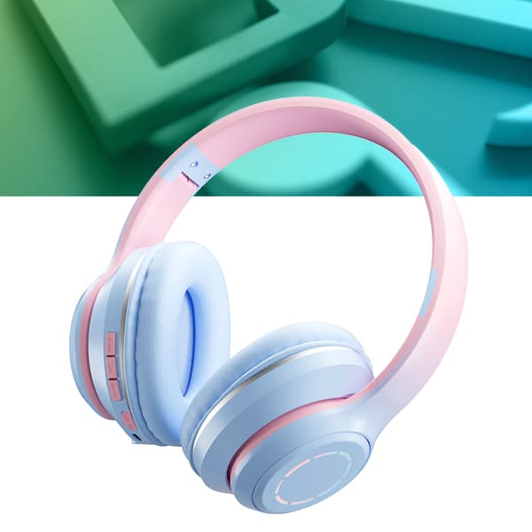 Trådløst Spilheadset Gradient BT5.2 Forbindelse Bløde Ørepude Farverige Lys Spilheadset til Desktop Laptop Blå