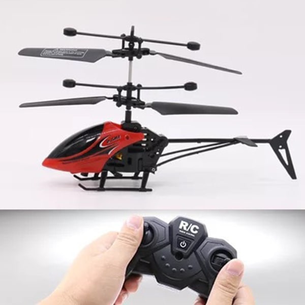 RC-helikopteri, pudotuskestävä, USB-ladattava, lasten, poikien, kauko-ohjattava helikopterilelu sisä- ja ulkokäyttöön, punainen