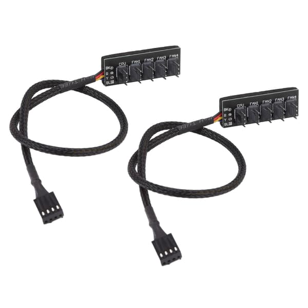 2 stk. PWM-blæserhub-splitter 4-benet sort 1 til 5-vejs selvklæbende blæserforlængersplitter til 3-benede 4-benede stik