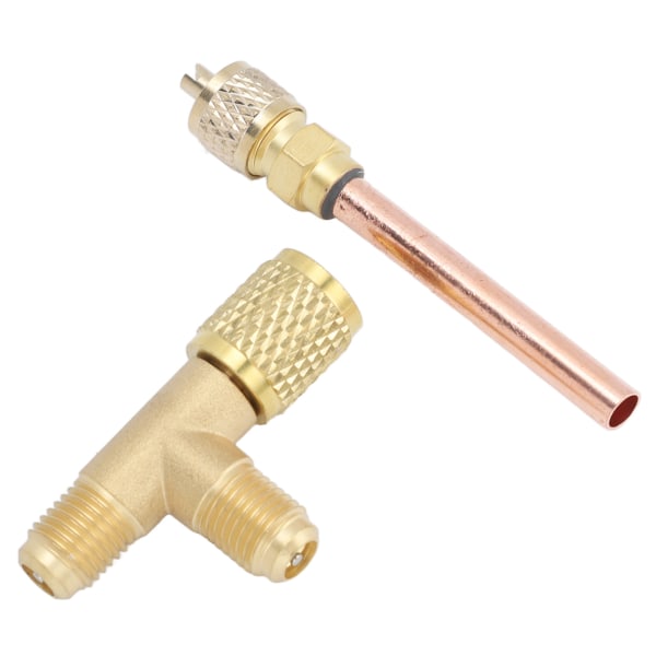 1/4 tum SAE T-adapter Inbyggd ventilkärna Snabbanslutning dubbel tätning för R22 R12 R134 vakuummätare
