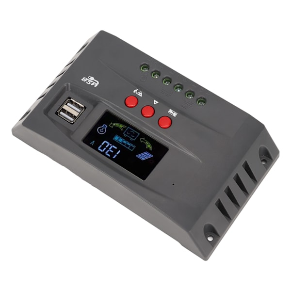 Solcelle ladekontroller MPPT sporing lading 12V 24V automatisk tilpasning LCD solcellepanel regulator med 2 DC USB 20A