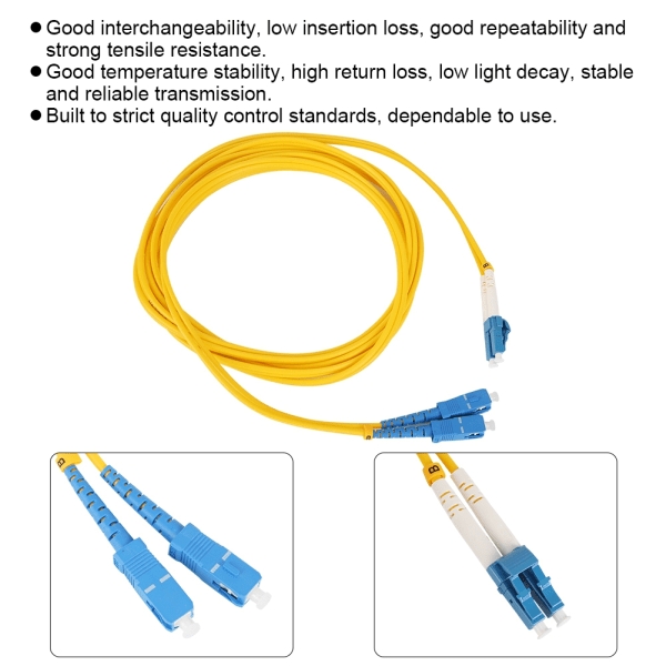9,8 fot SC-LC fiberoptisk patchledning PVC Singlemode jumperkabel for nettverk