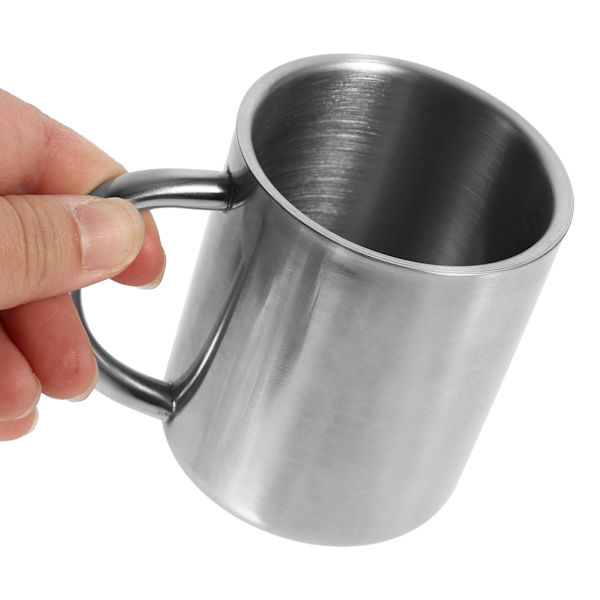 Bärbar student rostfritt stål dubbelväggig mugg resecamping kaffe te mjölk kopp hållbar