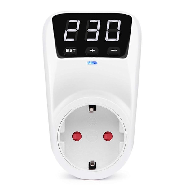 LED Display Spændingsbeskytter Stik med Reset Funktion EU Stik