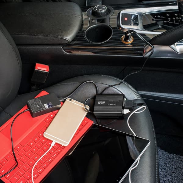 150W Bilstrømomformer DC 12V til 220V AC-konverter med dobbelt USB-biloplader EU