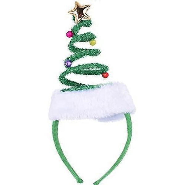 Fjedrende juletræs hårbøjle med klokker Santa hovedbeklædning - One Size Fits Most