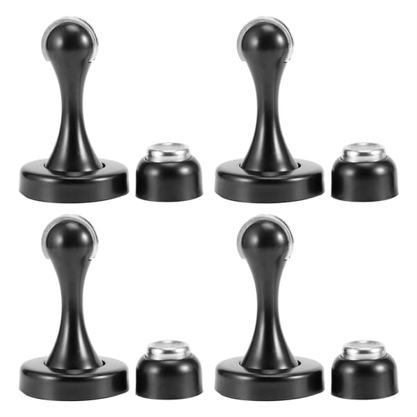 4 sæt magnetisk dørstopper i rustfrit stål til gulv og væg (sort fortykket)