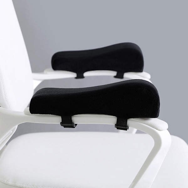 Ergonomiske stol armlæn puder Gaming stol armlæn puder Albuestøtte buet model til computer kørestol sort flannel foran 6cm bagpå 3cm