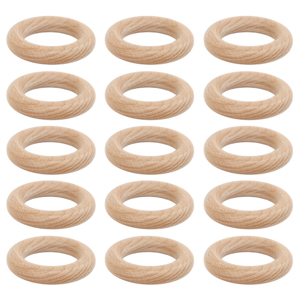 30 st Träring Bok Trä Hantverk Träring Set för DIY heminredning 6,5 cm / 2,56 tum