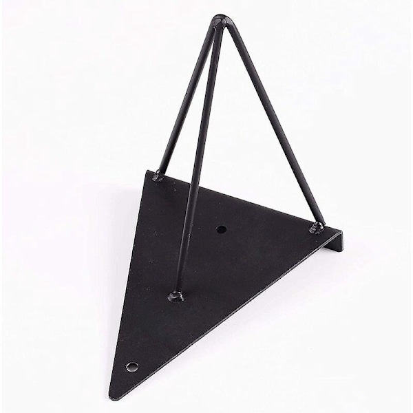 Sæt med 2 Mid Century Geometriske Prism Metal Trekant Hyldeknægte - Sort - Tyk - Vægmontering