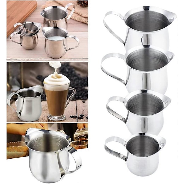 1 stk. 150 ml Rustfrit Stål Lille Klokkeformet Mælkeskumningskande Flødekande Mælkekande til Cappuccino Espresso Kaffe (150 ml)