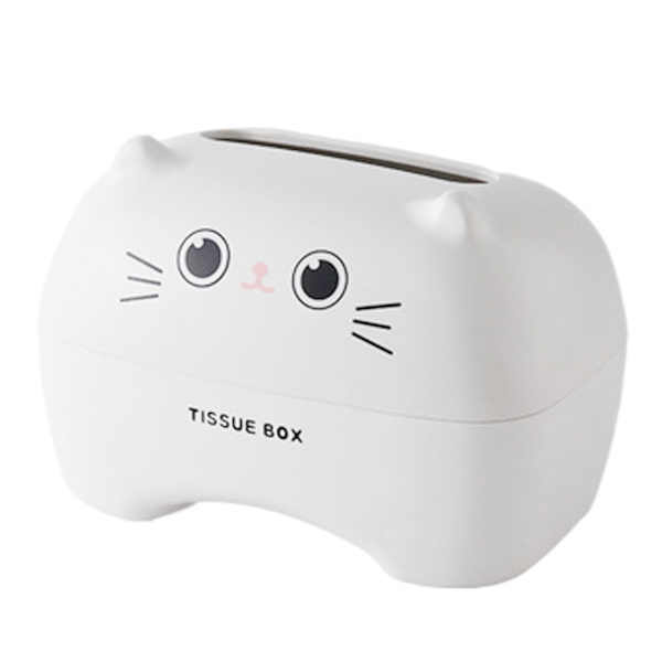 Tegneserie Tissue Box Kreativ Bærbar Bord Tissue Box Sød Dyr Tissue Holder til Hjem Hvid
