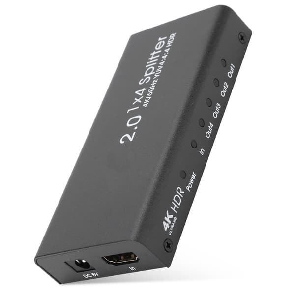 HDMI2.0 High Definition Splitter 4K 60HZ 1x4 HDMI 1 ind 4 ud Split Screen 100‑240VUK