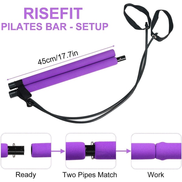 Bärbar Pilates Bar Set med motståndsband för helkroppsträning och skulptering