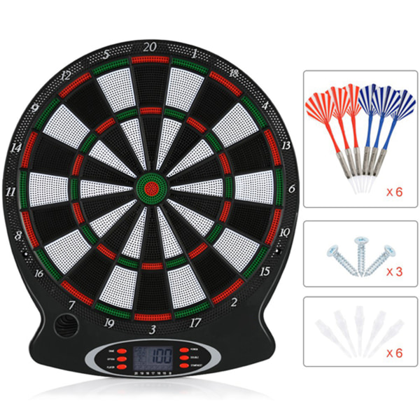 1 stk. Professionel elektronisk hængende darttavle LCD scoring indikator dart spil med 6 stk. pile