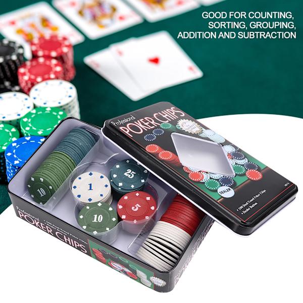 100 kpl / Box Pokerimerkit Professional Family Educational Digital Chips Set