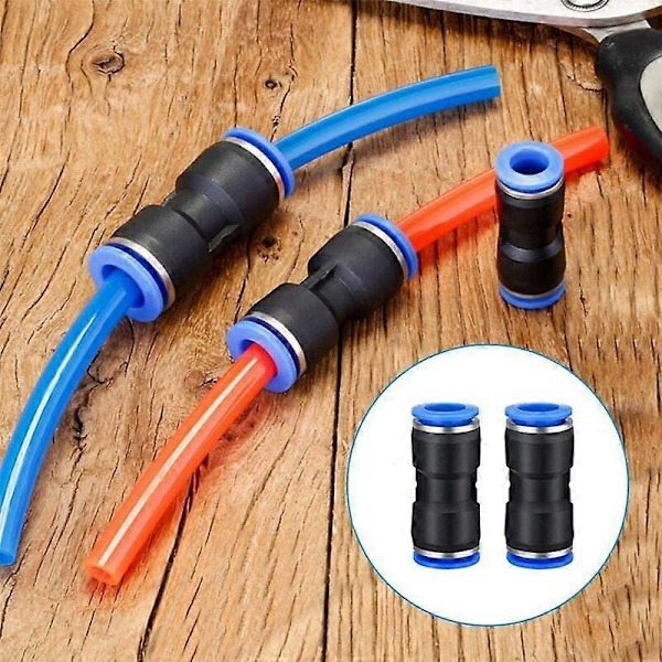 Plastik & Kobber Pneumatisk Lige Konnektor Luft Push Hurtig Konnektor Lige Push Konnektor Slange Hurtig Tilslutningsfittings til 8 mm Diameter Rør 12 stk