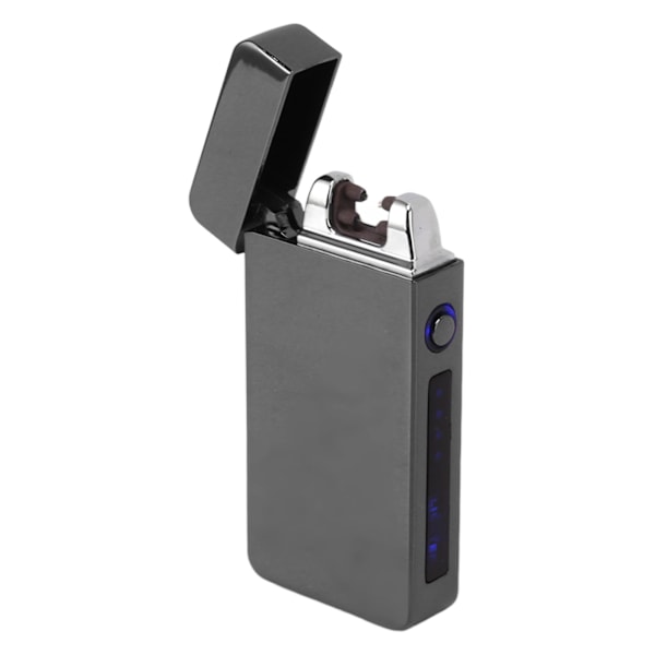 Elektrisk dobbelt buel lighter genopladelig vindsikker flammefri 220mAh aluminiumlegering USB lighter sort