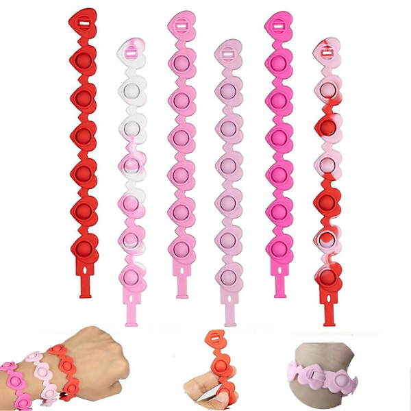 6-pack Pop It Fidget Leksaksset, Återanvändbart Pop It Armband i Silikon Set5.29