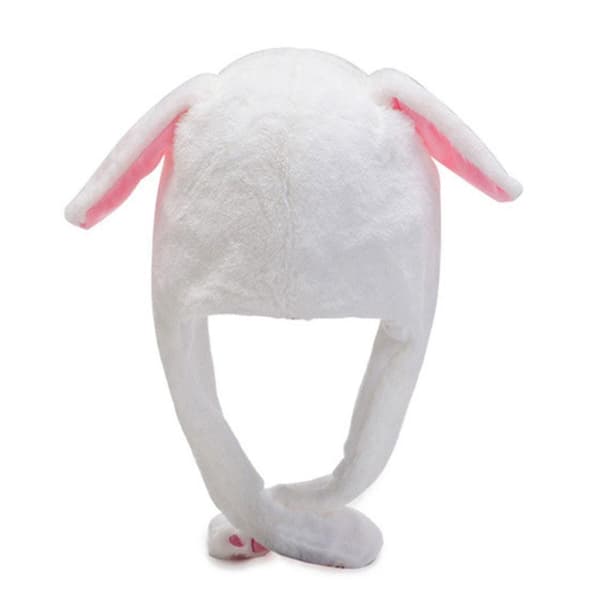Funny Rabbit Hat Plush Moving Rabbit Ears Hat Beanie Gifts White