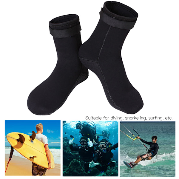 3MM Neopren Dykker Sokker Støvler Strand Snorkling Surfing Vandsko til Mænd KvinderMan Sort S(36-38størrelse)