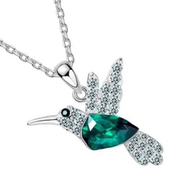 Hummingbird halskjede for kvinner Fasjonable bærbare rhinestone halskjede for fester Grønn