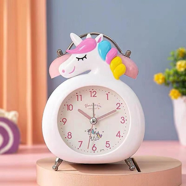 Regnbue Hest Unicorn Børnevækkeur med Natlys