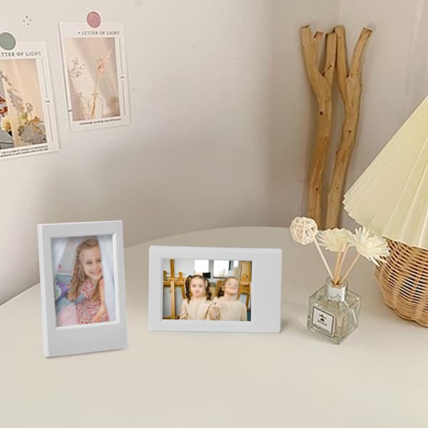 Grå Plast Skrivebordsbilderamme for Fujifilm Instax Mini 3in Bilder