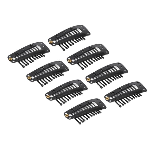 100 stk. hårforlængerclips multifunktionelle 38 mm 10 tænder parykclips til hårforlængelser DIY sort
