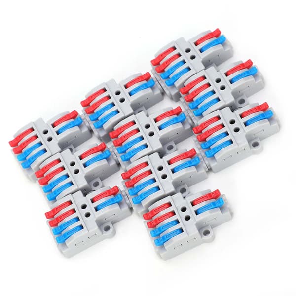 10 st trådledarkontakt 2in4out med fast hål 4 mm splitter snabbkopplingsplint 600V