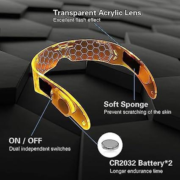 LED Lysende Briller, LED Visir Briller Futuristiske Elektroniske Visir Briller Perfekt for Cosplay Festivaler Party Nattklubb, DJ, Musikk, Konsert, Kostyme