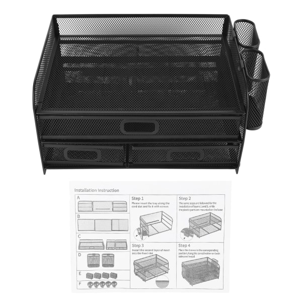 3-vånings mesh organizer Vikbar multifunktionell organizer i metall för studiekontors sovsal