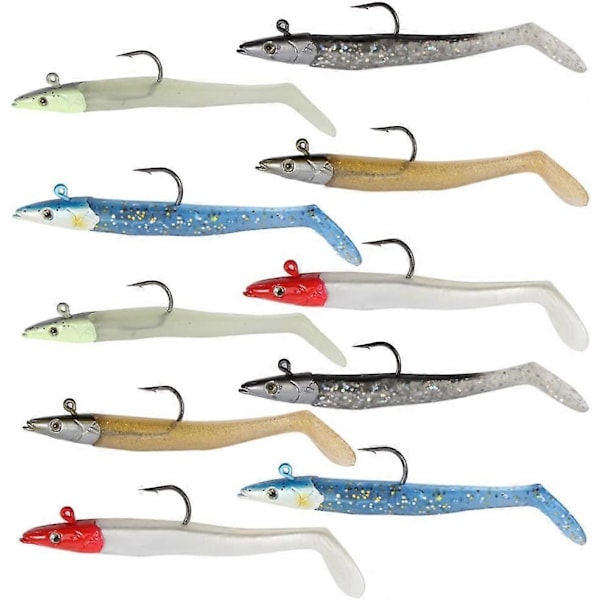 10 stk. myke fiskesluker jigg hode med T-hale myke fiskebaiter 11 cm 18,5 g