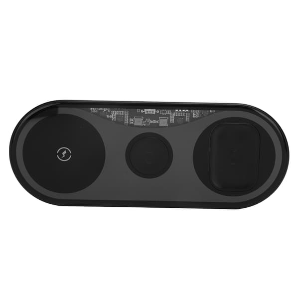 3-i-1 Trådløs Oplader Mobiltelefon Ur Hovedtelefon Multifunktionel Desktop Opladningsplade Sort