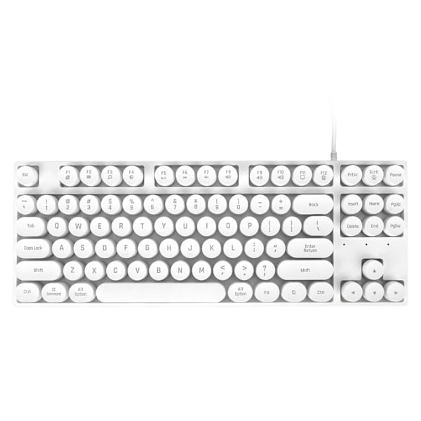 Pelinäppäimistö USB Pyöreä 87 Näppäimet Värikäs taustavalaistu Ergonominen Mekaaninen Langallinen Näppäimistö Pöytätietokoneen Kannettavalle PC Valkoinen
