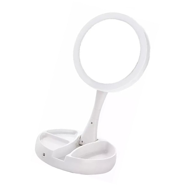 Taitettava meikkpeili Pyöreä peili LED-valolla 10-kertainen suurennos Kauneuspeili USB