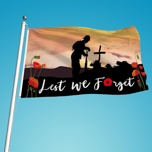 Remembrance Day Flagga Polyester Flagga Enkelsidig Heavy Duty Flagga för hjältar Modererande Remembrance