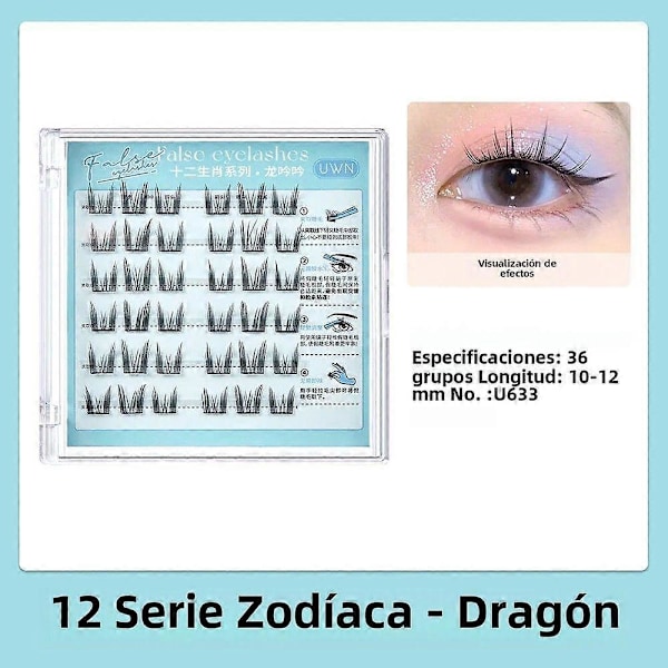Limfria Falska Ögonfransar Zodiac-serien 12 Tecken C-Kurvor 0.05mm Segmenterade Självhäftande Syntetiskt Hår Längd 1cm-1.5cm U633