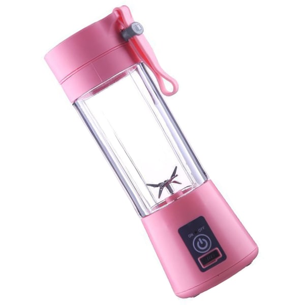 Bærbar Blender 380ml USB Oppladbar 6 Blad Blender Kopp Elektrisk Fruktmikser for Babymat Shakes Rosa