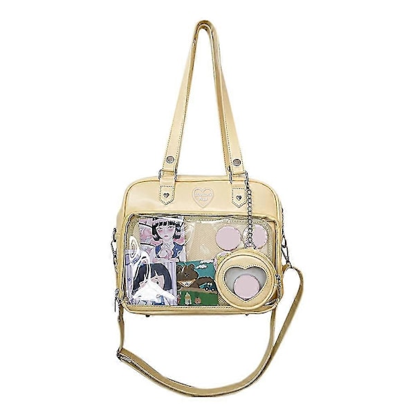 Japansk Harajuku Ita-väska för kvinnor - Transparent ficka Itabag High School-tjejer Gul