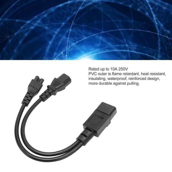 Splitter Strømkabel IEC 320 C14 Hann til C13 og C5 Hunn Splitter Adapterkabel 10A 250V