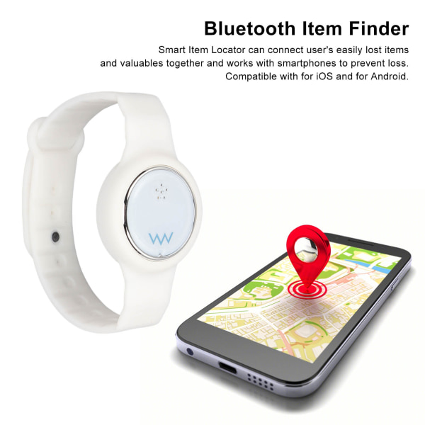 W8 Bluetooth Locator Real Time Portable 5V/1A Intelligent Two Way Item Finder för AndroidWhite