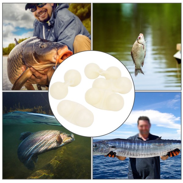 40st Bärbar ABS Dubbel Rattle Havsfiske Attraktor Bell Beads Tillbehör för att lura Fishwhite