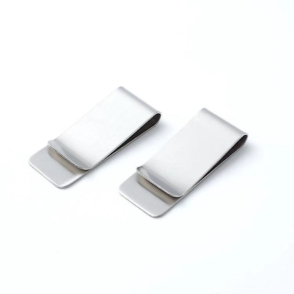 Minimalistisk Pengeclips Tegnebog i Rustfrit Stål Super Tynd Holdbar Kort Holder Sølv