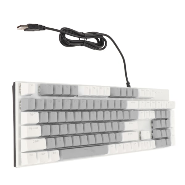 104 tangenter Mekaniskt speltangentbord 28 Bakgrundsbelysningslägen Blå Switch Plug and Play RGB Trådbundet datortangentbord för Windows för Linux Vit Grå
