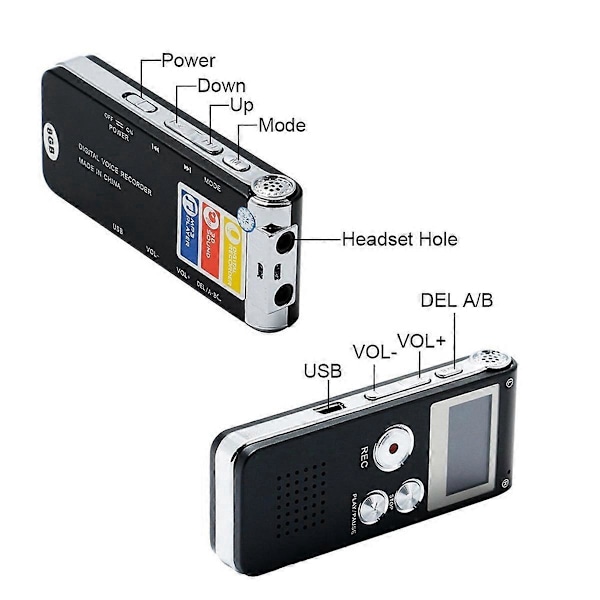 8G Stemmeoptager, High-Definition Støjreduktion MP3-afspiller