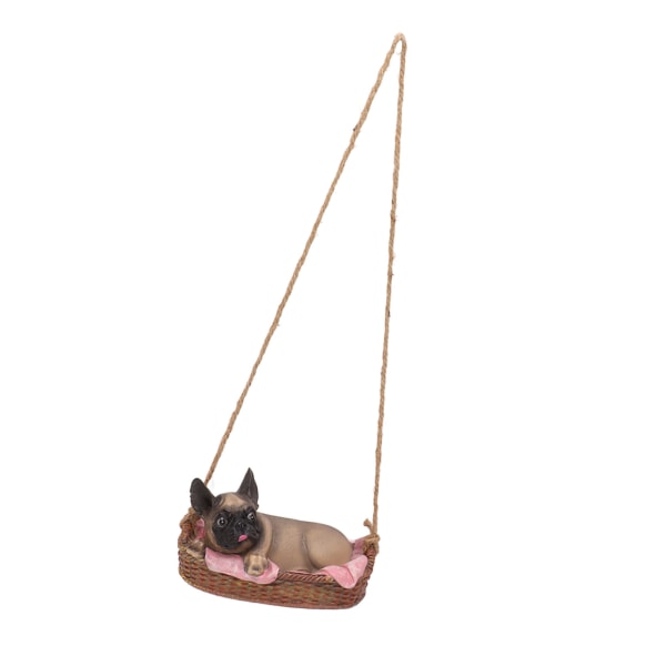 Hagehundestatue utendørs harpiks sving ornament hengende dekorasjon hjem bulldog dyregave grå